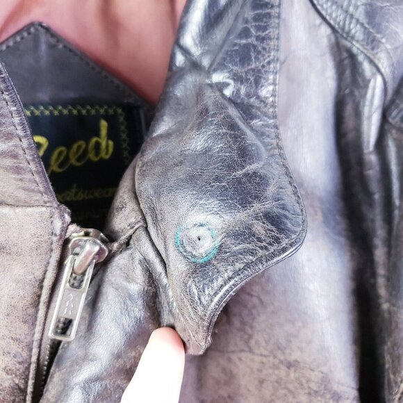 Vintage 90s y2k Reed Brown Leather Bomber Jacket Aviator Flyboy Men's Size Large - Picture 8 of 13